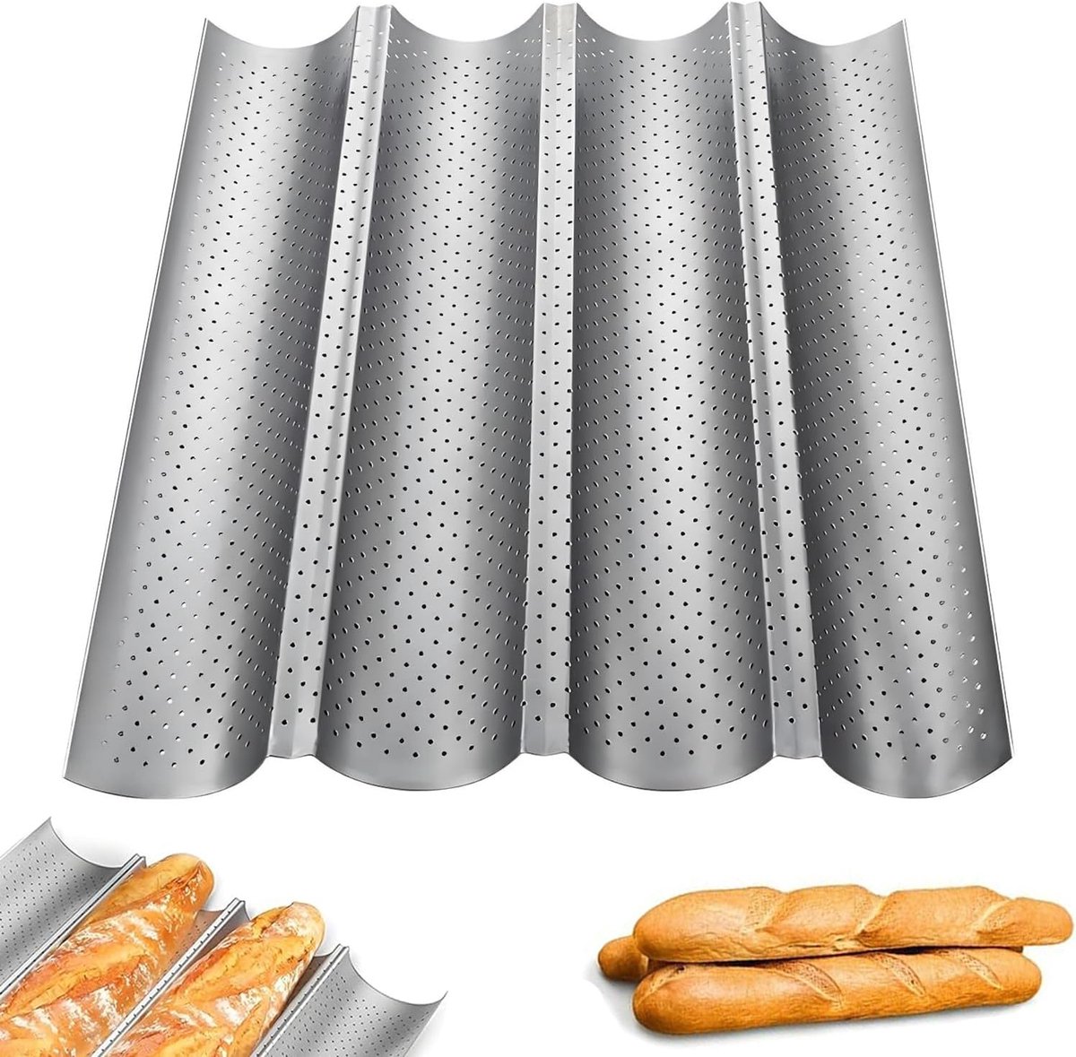Baguetteform – Baguette-backblech – Brotform – 38 X 33 Cm Brotform – Küchenutensil – Kohlenstoffstahl – Silber
