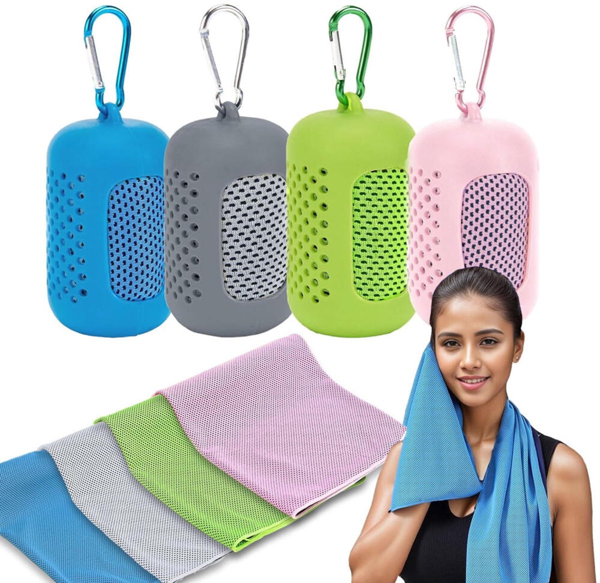 Kühlendes Sporthandtuch – 4er-pack – Kühlhandtuch – 100 X 30 Cm – Sporthandtuch – Kühlhandtuch – Schnelltrocknend – Mit Aufbewahrungsbeutel – Saugfähig