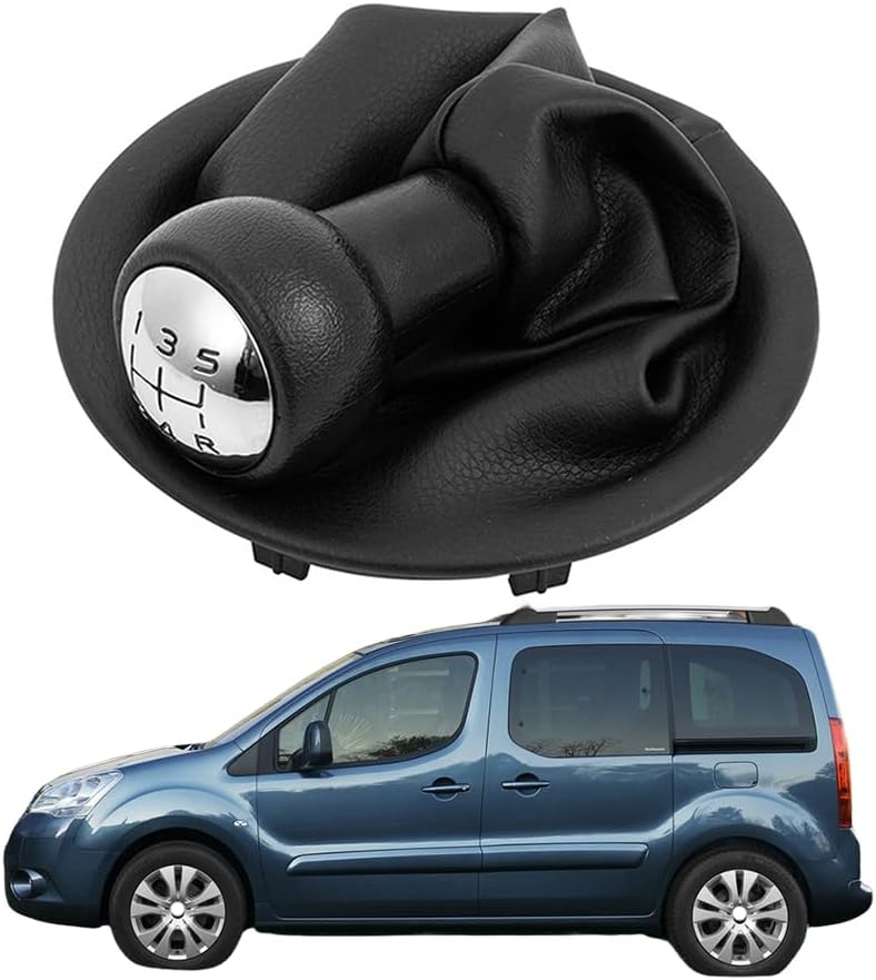 Växelspaksknopp Damask Für Citroen Berlingo Multispace 2008-2018, 5-växlader Bil Dammskydd Svart Läder Ram Kit Ersättning