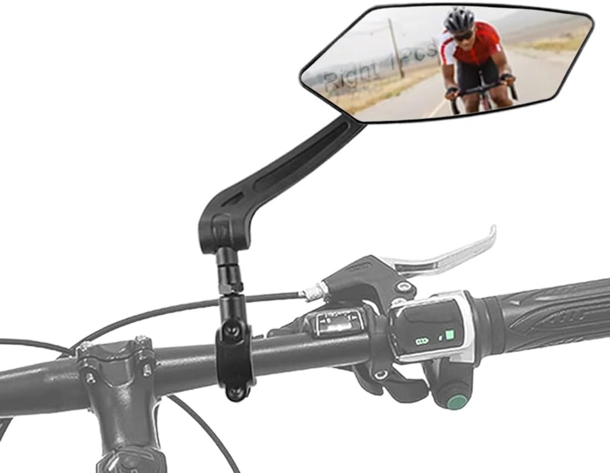 E-bike-spiegel – Lenkerspiegel – Rechter Spiegel – Fahrradsicherheitsspiegel – Kratzfestes Glas – Verstellbarer Und Um 360° Drehbarer Sicherheitsspiegel – Schwarz