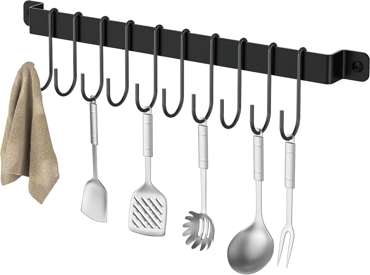 Küchenwandregal – Haken Zum Aufhängen – Topf- Und Küchenutensilienhalter – Küchenorganizer – Inklusive 10 Haken