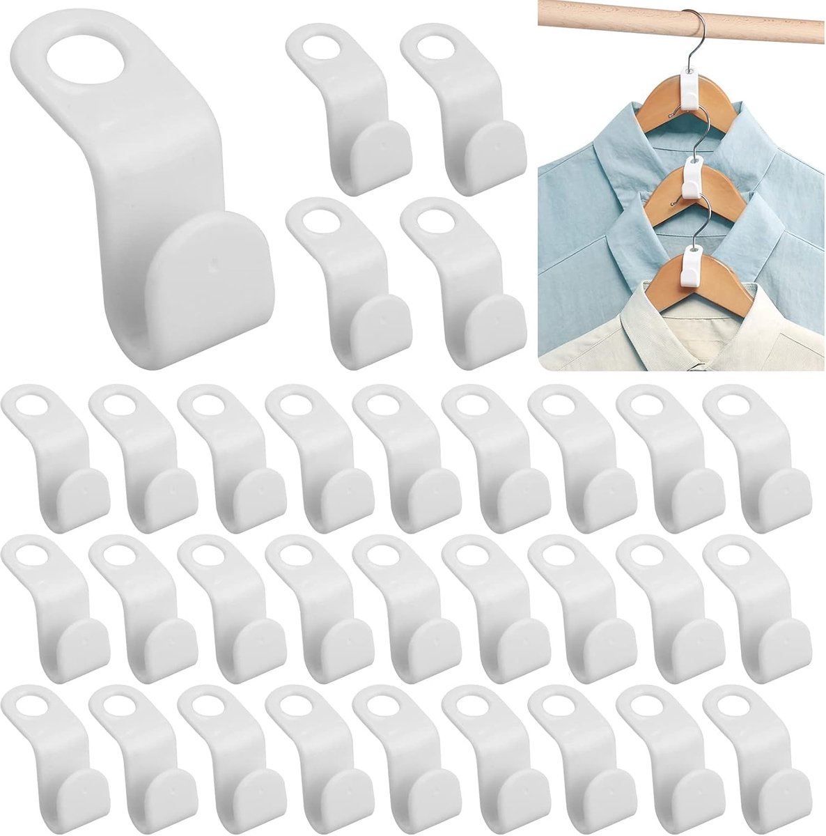 50 Verbindungshaken Für Kleiderbügel – 1,8 X 4,5 Cm – Weiß – Platzsparende Kleiderbügel – Kleiderbügel Und Haken Für Kleiderschränke Und Garderoben
