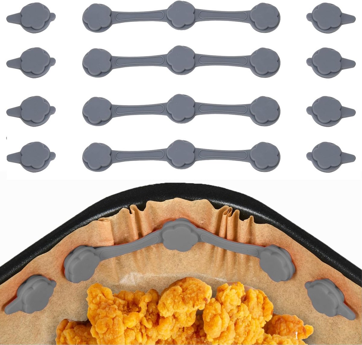 Magnetstreifen Für Heißluftfritteusen – 4 Packungen À 12 Stück – Magnete Aus Pergamentpapier – Magnetclips Aus Silikon – Hitzebeständig – Pergamentpapierhalter