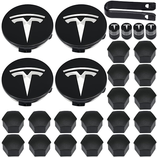 Hjulnavkapslar, Tesla-navigationszentrum Für Tesla Model 3, Model Y, Model S, Model X, Silbernes Logo