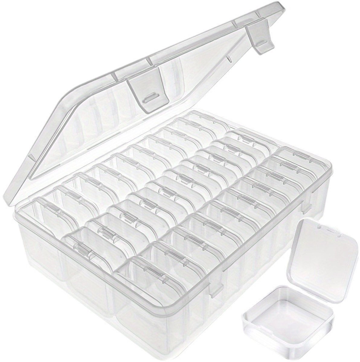Aufbewahrungsbox Für Kleinteile – 30 Stück – Transparente Kunststoffbox Mit Fächern – Staubschutzhülle