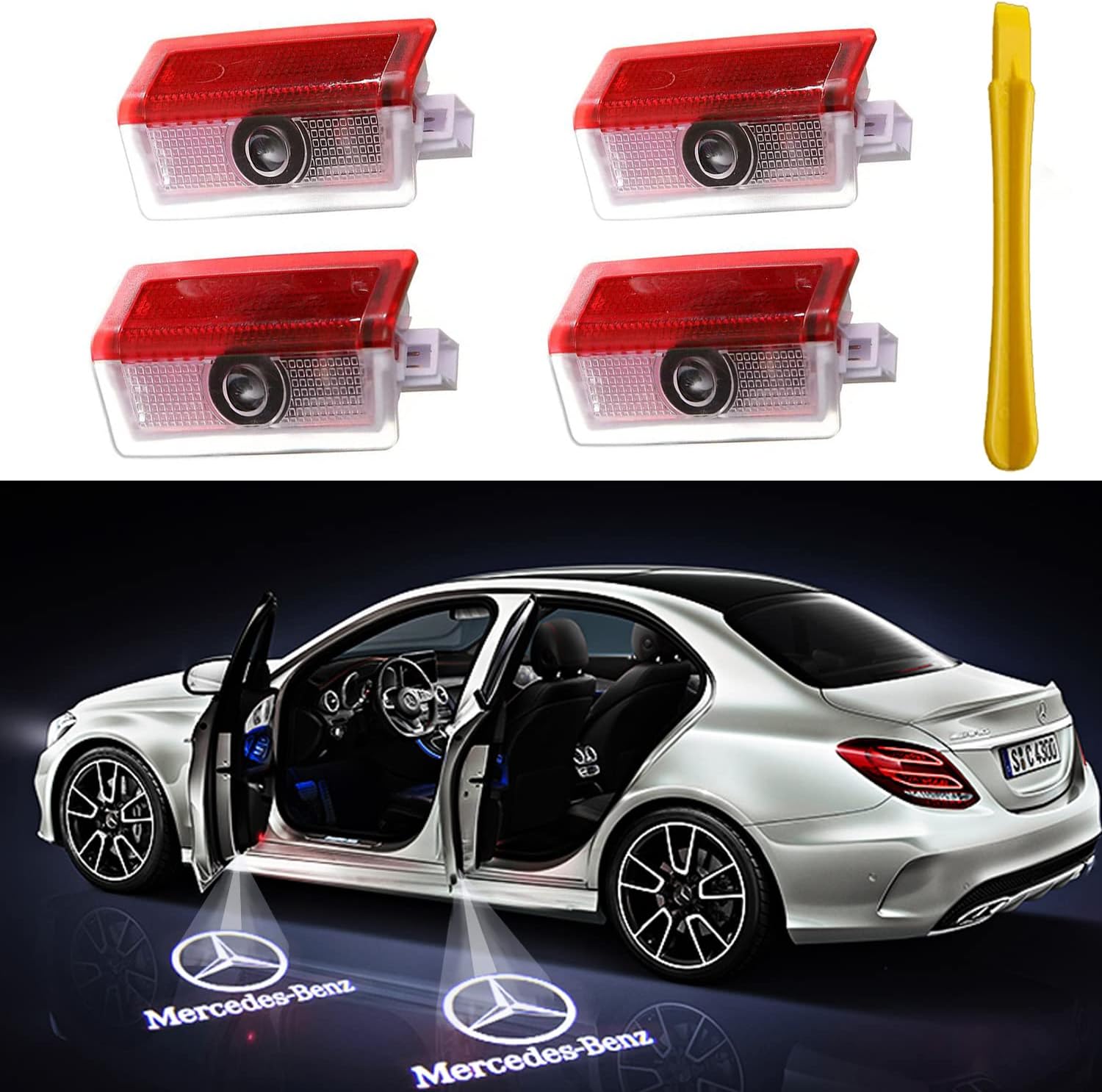 4-stufiger Led-billlogo-3d-ghost-shadow-light-upgrade-willkommensprojektor Für Abcemg Amg Gl Gla Glc Gle Gls Klass W166 W176 W205 W212