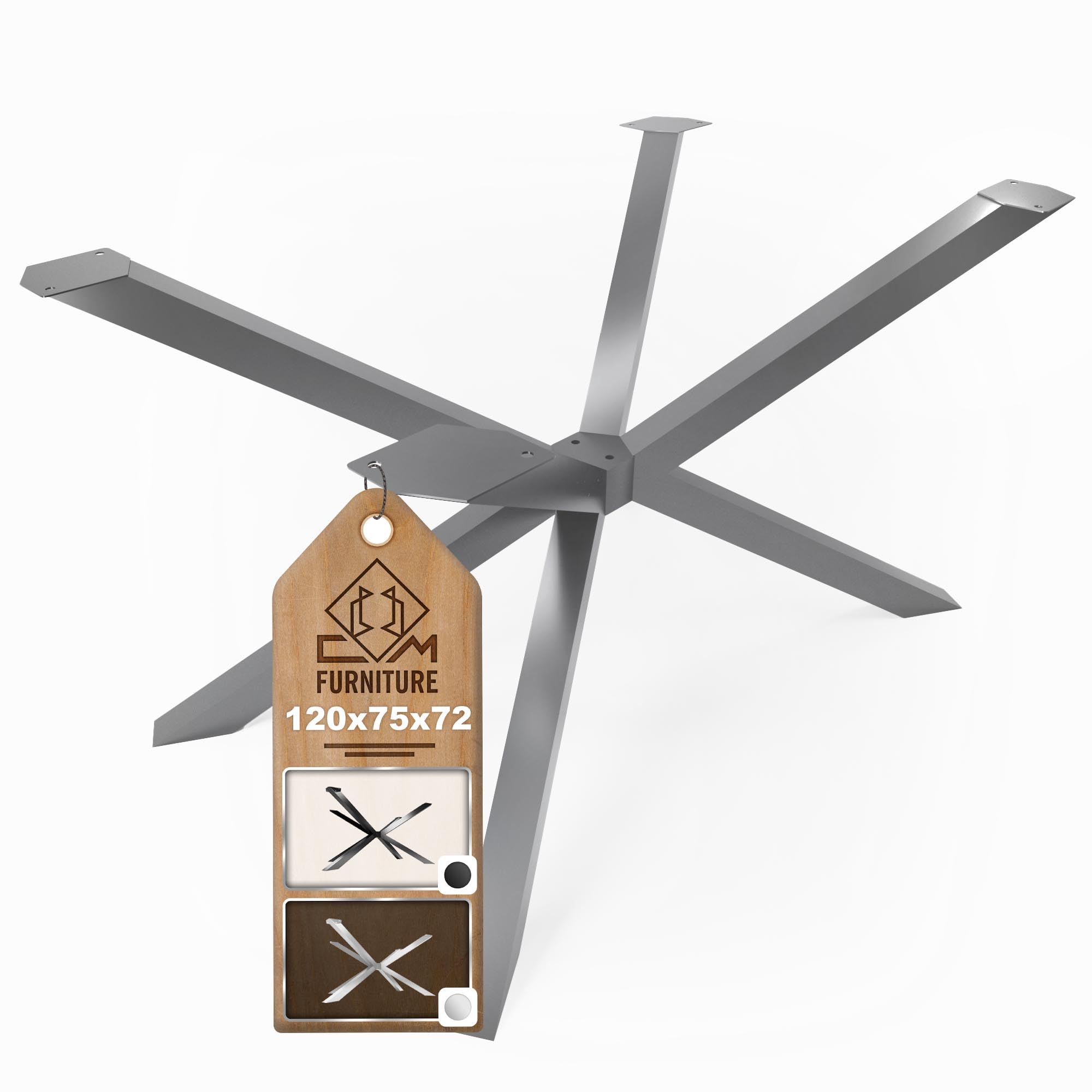 Cm Furniture Spider Tischbeine – Anthrazit – Höhe 72 Cm – Couchtischbeine – Stahlgestell – H 72 X B 75 X L 120 Cm – Esstischbeine, Einfache Montage Durch Eine Person