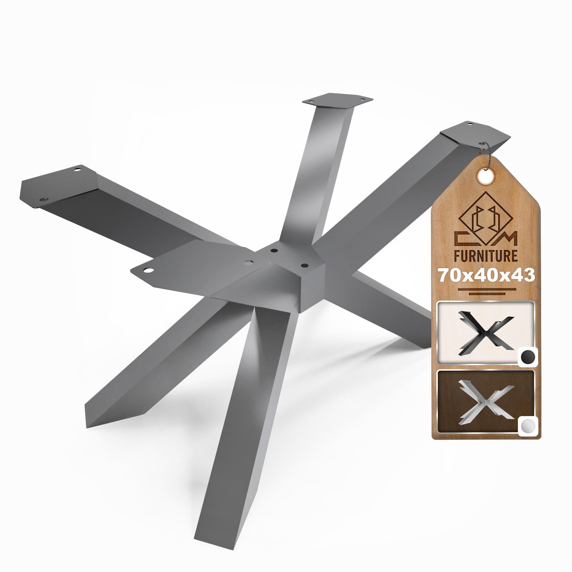 Cm Furniture Spider Tischbeine – Anthrazit – Höhe 43 Cm – Couchtischbeine – Stahlgestell – H 43 X B 40 X L 70 Cm – Esstischbeine, Einfache Montage Durch Eine Person