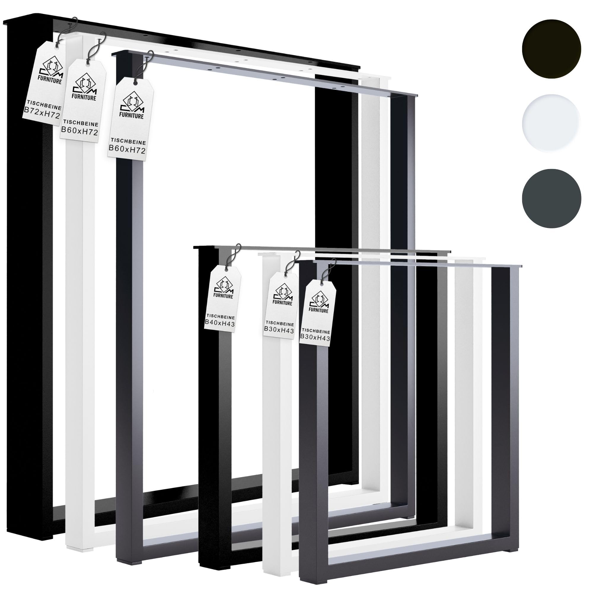 Cm Furniture 2 X Tischbeine, Tischläufer, Anthrazit, Höhe 43 Cm, Couchtisch, Ideal Für Diy-projekte, Wohnzimmer, Flur, Garten, Bank, Möbelbeine, Stilvolles Loft 30 X 43 Cm