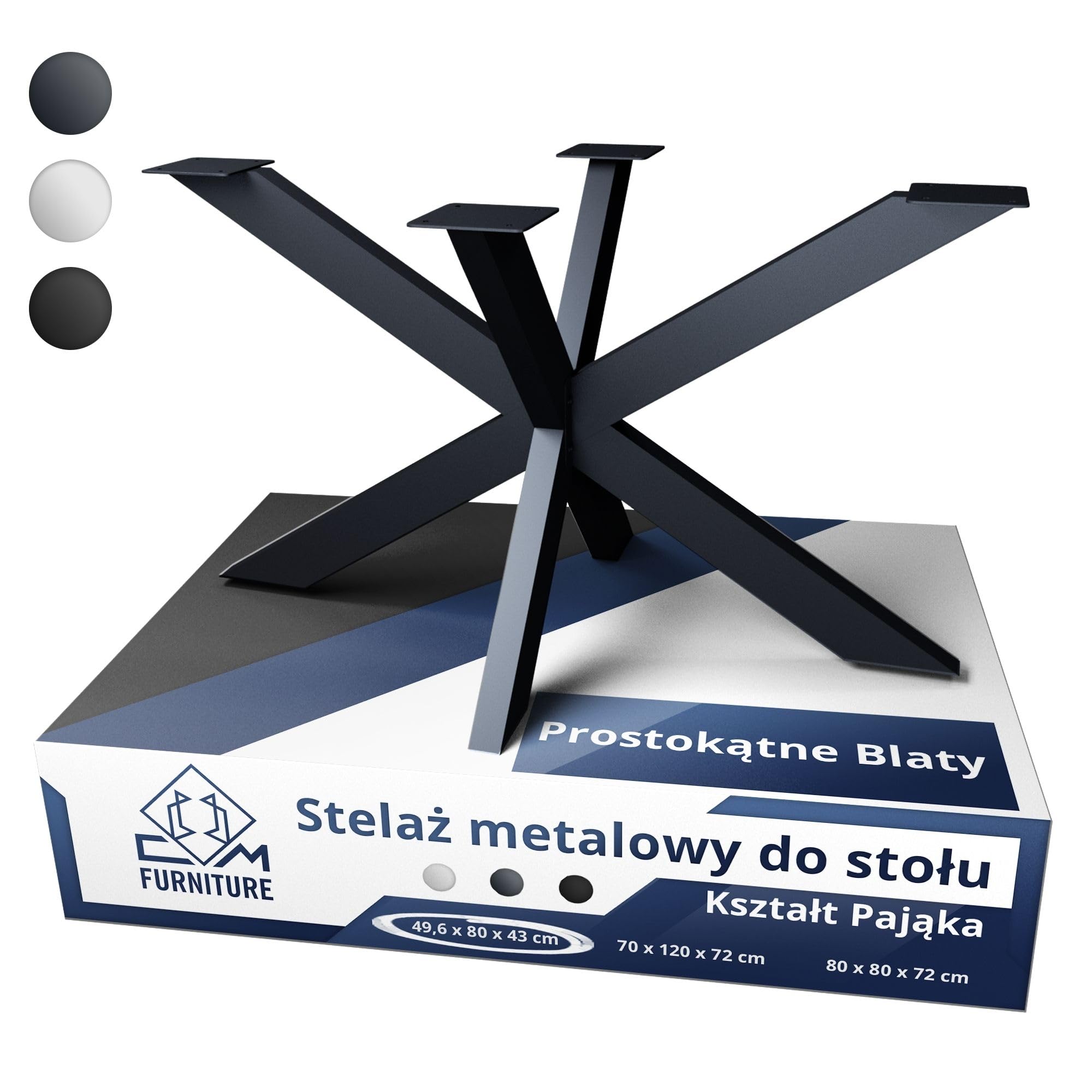 Cm Furniture Spider Tischgestell, Pulverbeschichteter Stahl, Esstischbeine, Couchtischbeine, Tischläufer, Metallmöbelbeine – H 43 X B 50 X L 80 Cm – Anthrazit