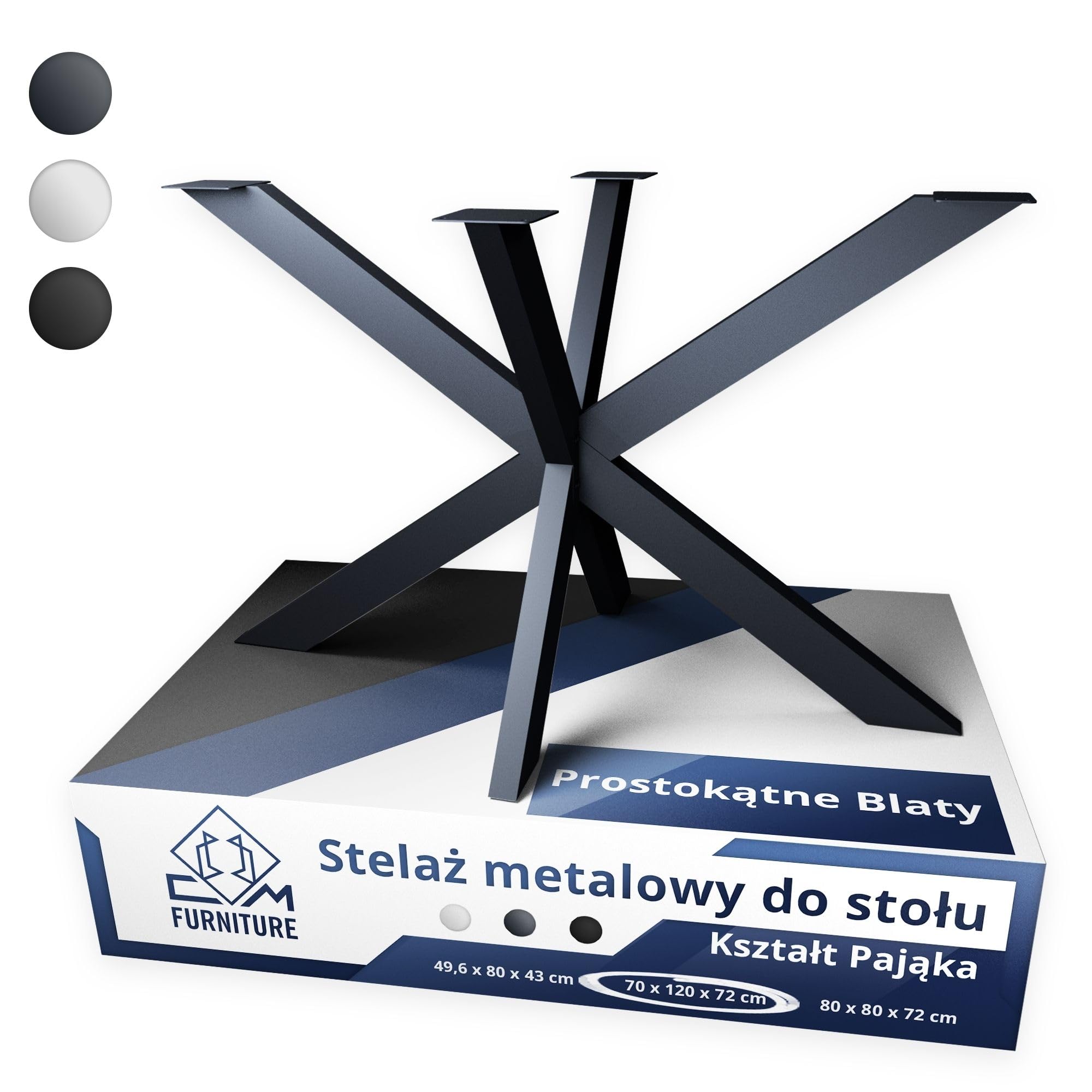 Cm Furniture Mikado Spider Tischgestell, Höhenverstellbar, Anthrazit, 72 Cm, Tischplatten, Geeignet Für Esszimmer, Büro, Konferenzraum, Wohnzimmer, Einfache Montage, Robuste Metallkonstruktion