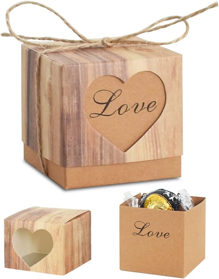50 Kleine Geschenkboxen Mit Juteschnur Für Hochzeiten, Taufen, Kommunionen