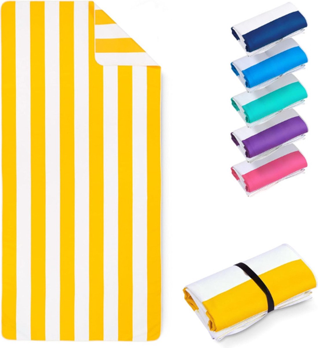 Mikrofaser-strandtuch – Extra Großes Reisehandtuch – 200 X 90 Cm – 100 % Recycelte Mikrofaser – Schnelltrocknend – Zitronengelb