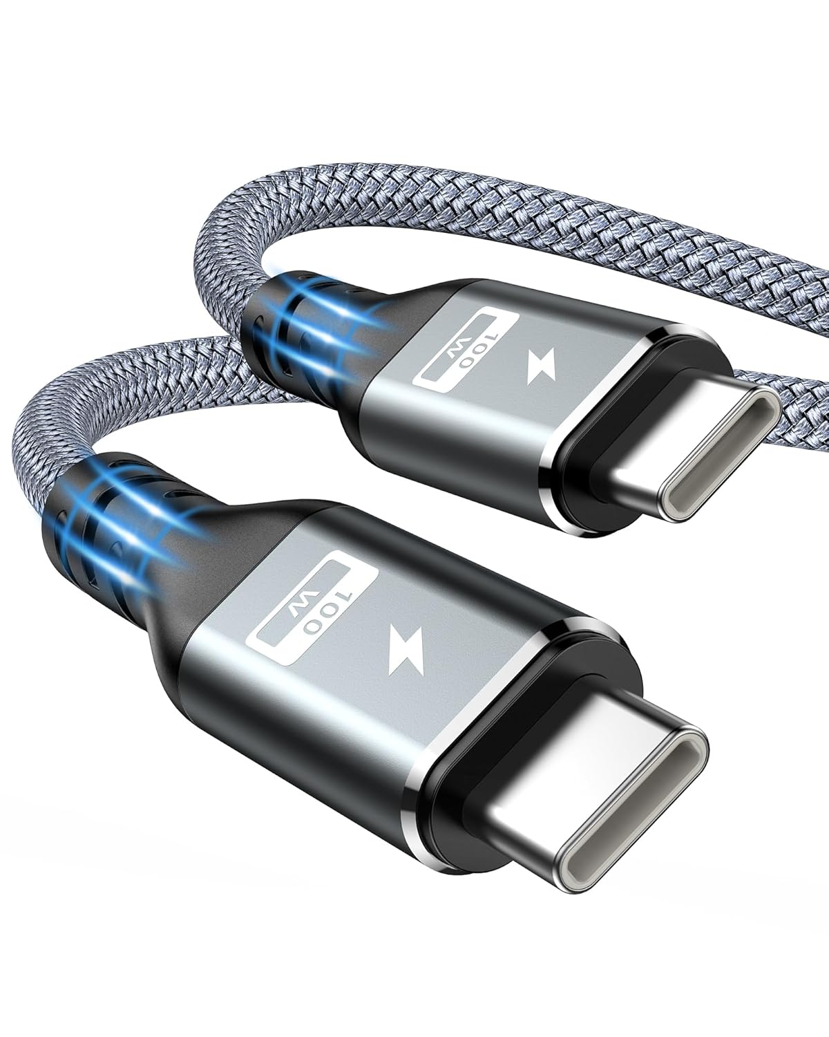 Leistungsstarkes Usb-c-zu-usb-c-kabel, 100 W, 5 A, 2 M, Schnellladefunktion, Pd 3.0, Geflochten, Qzv