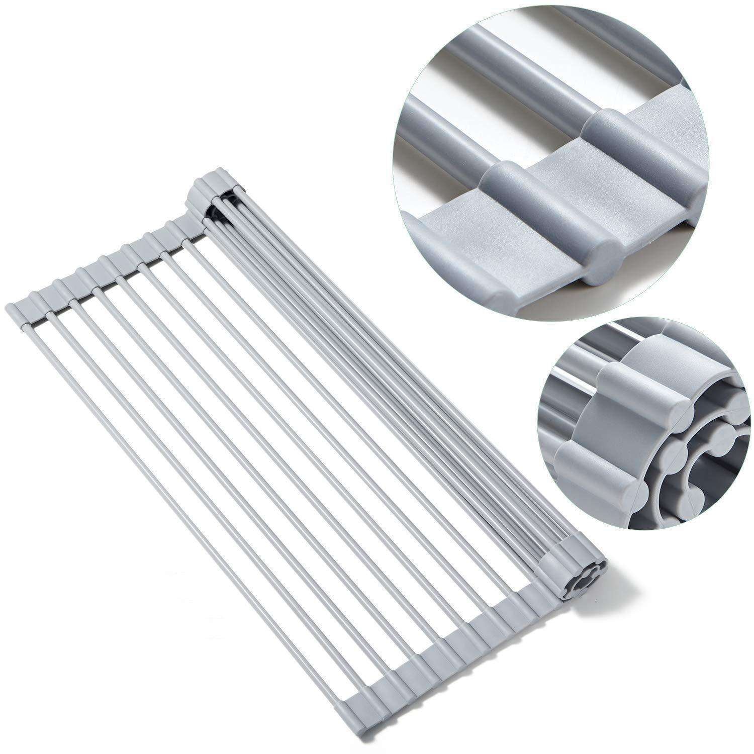Geschirrständer – Rollbar – Edelstahl – Faltbar – Silber