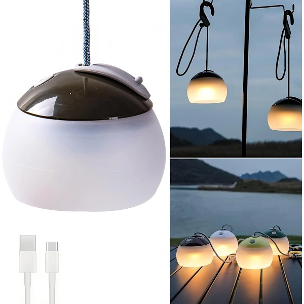 Runde Grüne Campinglampe Mit 3 Einstellbaren Helligkeitsstufen Und Haken – Perfekt Für Outdoor-aktivitäten, Notfälle, Zelte Und Angeln – Stimmungsvolle Dekorative Beleuchtung.