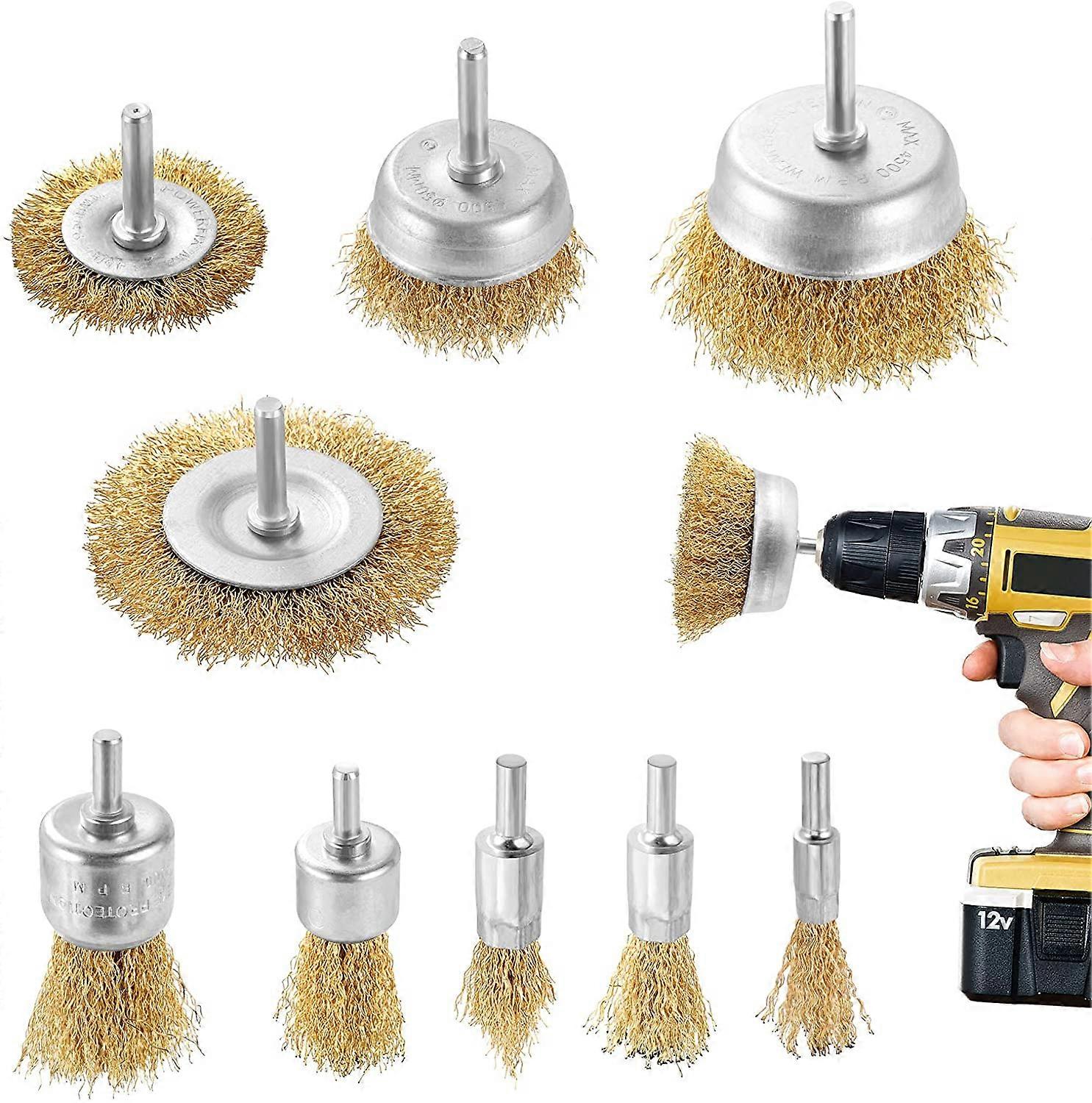 Drahtbürsten Mit 1/4-zoll-griffen Für Den Einsatz In Metallbohr- Und Rundfräsmaschinen, Bürstensätze Zum Entfernen Von Rost/korrosion/farbe.