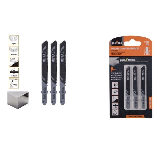 Trade Shop Traesio - Trade Shop - set 3 pz lame für seghetto alternativo T118A hcs lama ricamba für metal 90190 -