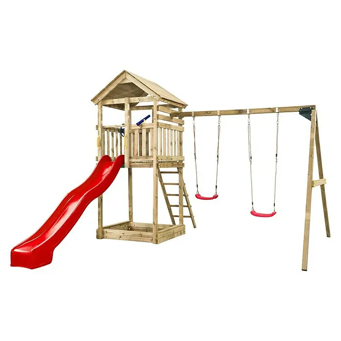 Swing King Kinderspielturm Daan (Holz/ Rot)
