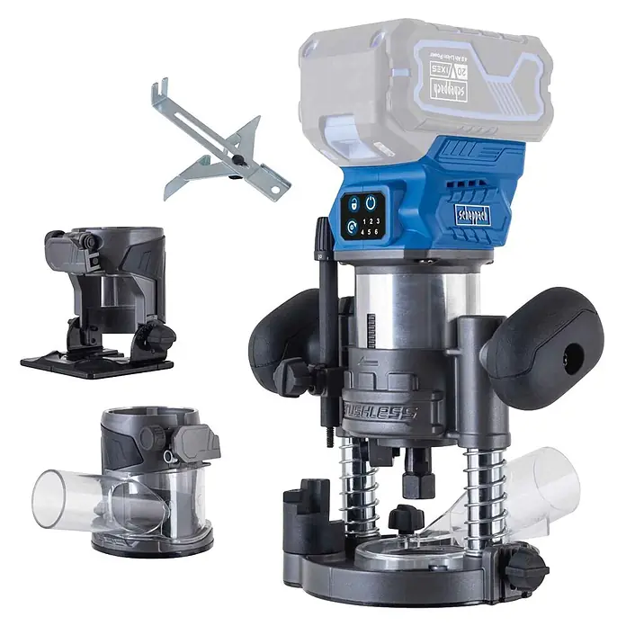 Scheppach IXES 20V Akku-Oberfräse BC-EHR24-X (20 V, Ohne Akku, 10.000 U/min - 30.000 U/min, 8 mm)