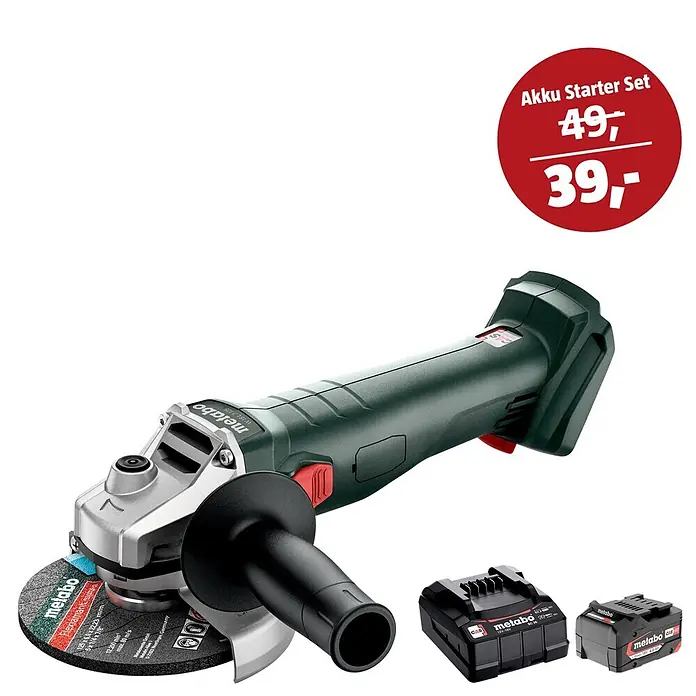 Metabo CAS 18V Maschinen-Set (Akku-Winkelschleifer W 18 7-125 + 39€ Akku-Basis-Set)