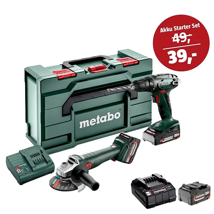 Metabo CAS 18V Maschinen-Set (Maschinen-Set Akku Combo Set 2.4.3 18 V + 39€ Akku-Basis-Set)