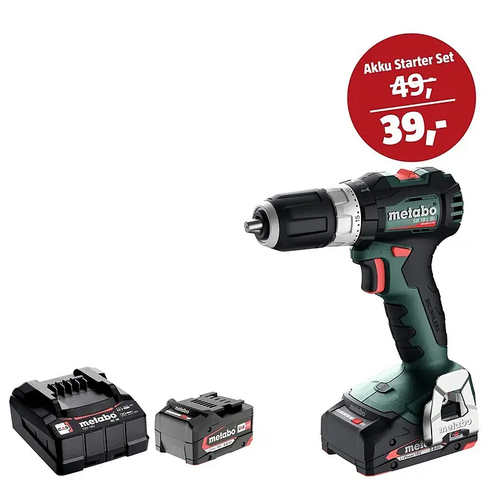Metabo CAS 18V Maschinen-Set (Akku-Schlagbohrschrauber SB 18 L BL (1 Akku) + 39€ Akku-Basis-Set)