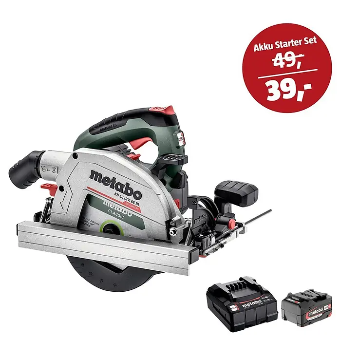 Metabo CAS 18V Maschinen-Set (Akku-Handkreissäge KS 18 LTX 66 BL + 39€ Akku-Basis-Set)