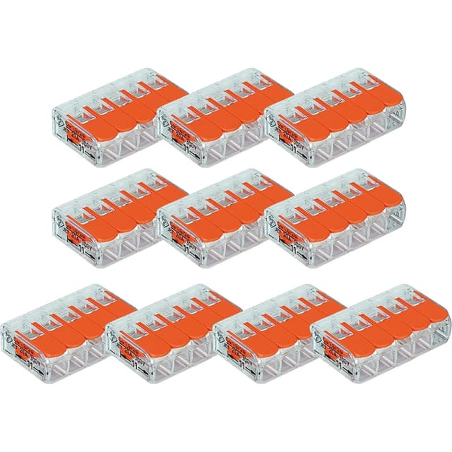 Vasalat - wago 221 Verbindungsklemmen 5 polig, 0,14 bis 4mm² Kabelklemmen mit Hebel, 10-Stück