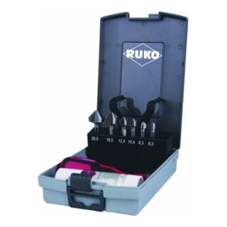 RUKO Kegel- und Entgratsenker-Bit-Satz 90° "Lang" HSS in Kunststoffkassette - 102319RO