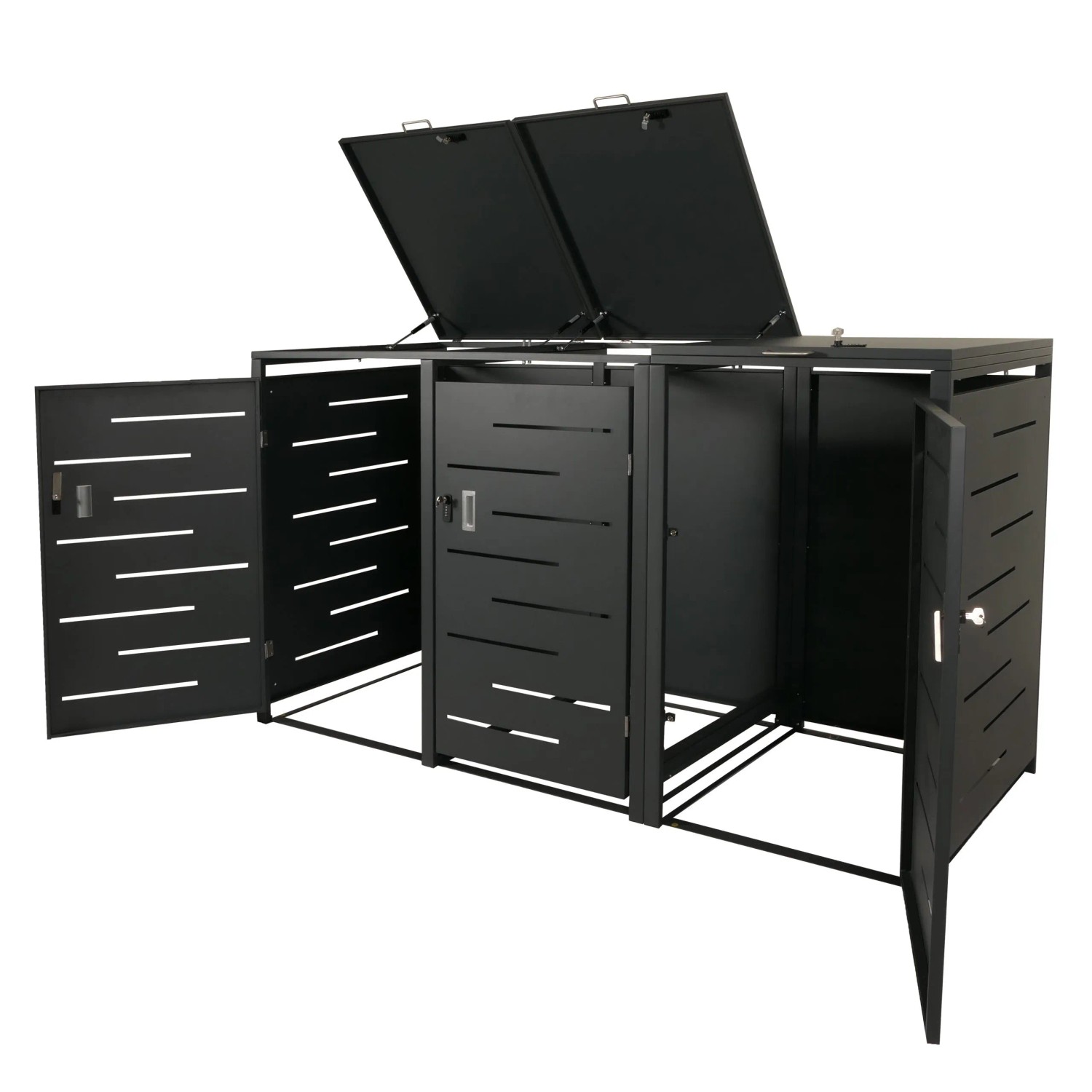 PROREGAL Mülltonnenbox XL 3er-/6er 116x212x98cm Erweiterbar Anthrazit Stahl