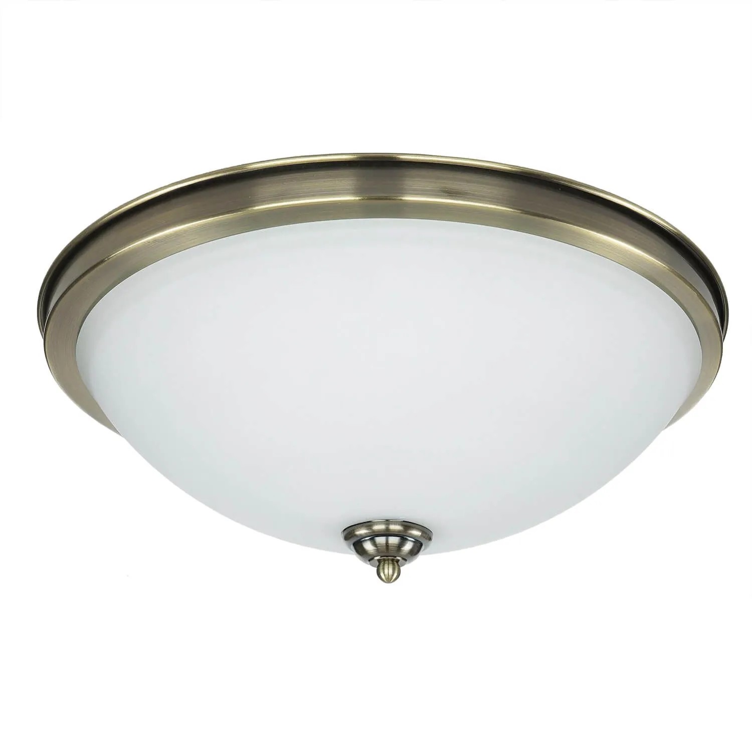 EASYLIGHT Deckenleuchte Glas Metall Ø 43 cm Rund In Messing Antik Weiß 3-Flammig E14