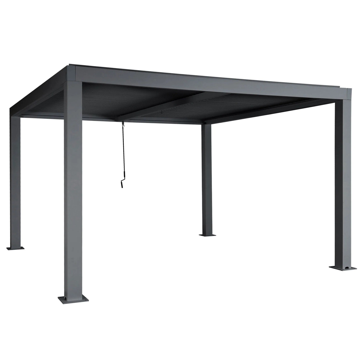 BERLINLODGE Pergola HxBxT 220x400x300cm Gartenpavillon Lamellen-Pavillon Anthrazit 11cm-Aluminium-Gestell Regenrinne Sturmfest
