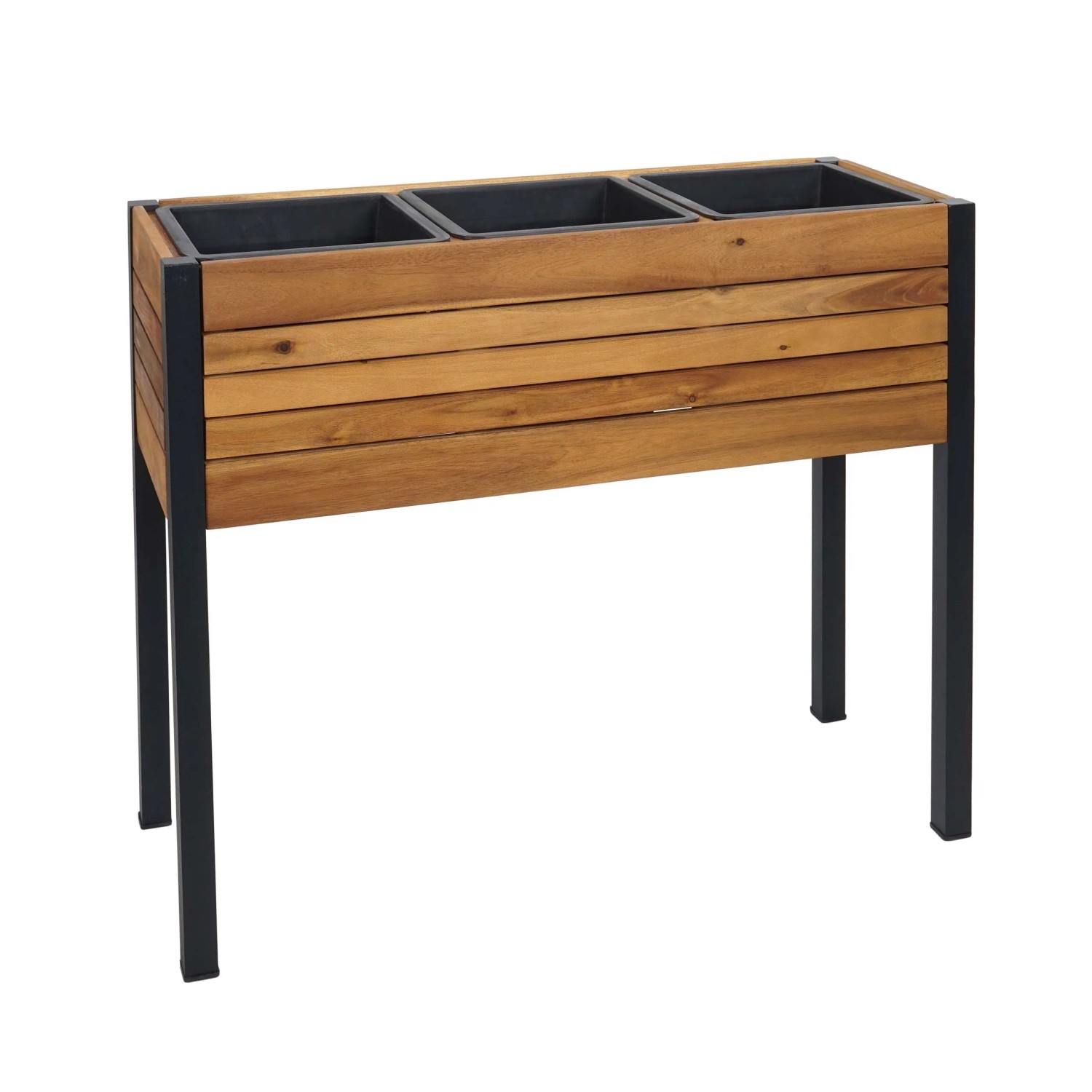 PROREGAL Pflanzkasten HxBxT 75x81x30cm Hochbeet Pflanzkübel Blumenkasten Braun Outdoor Alu Akazie Holz