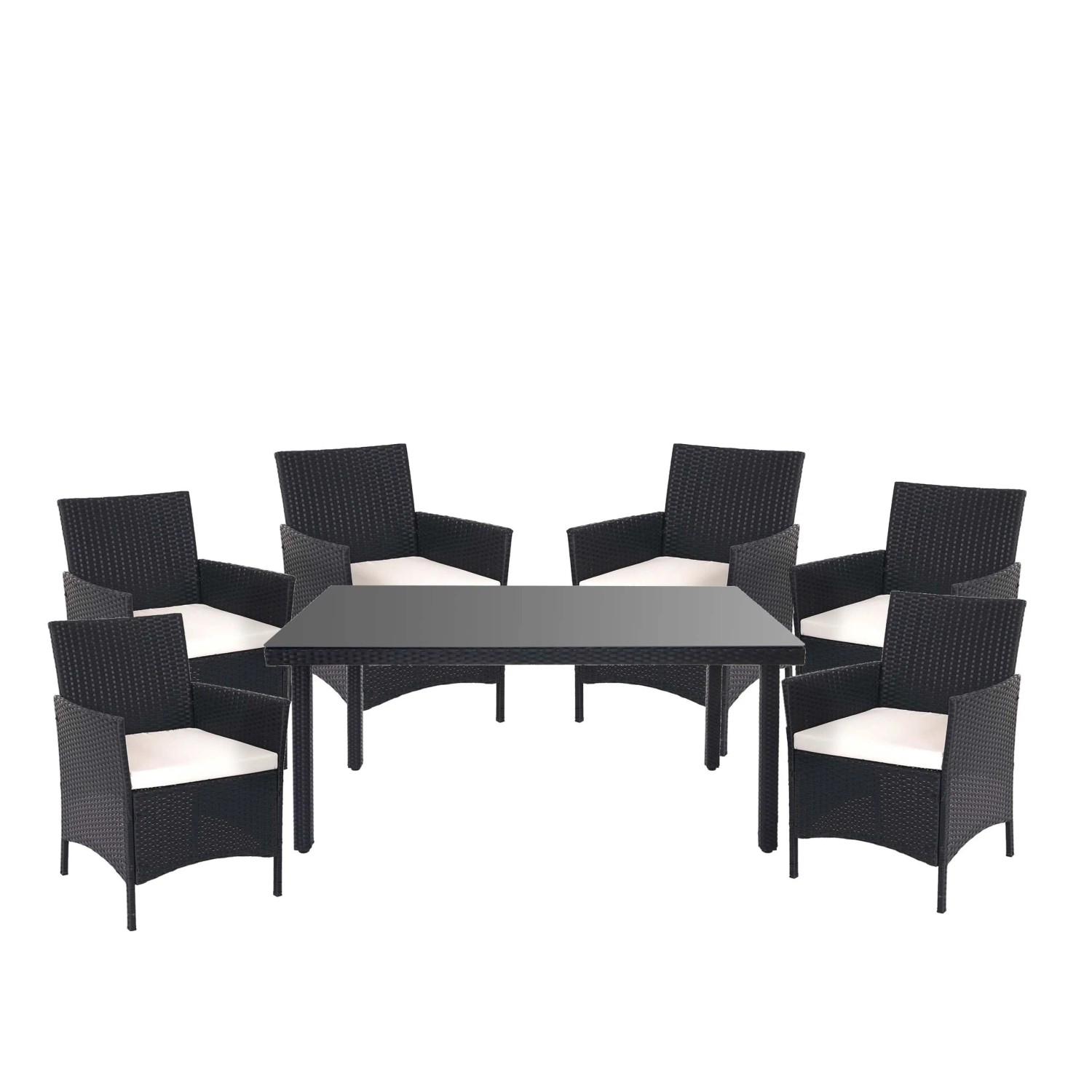 PROREGAL Poly-Rattan-Garnitur Gartenmöbel Balkon-Set Sitzgarnitur Anthrazit Kissen Creme