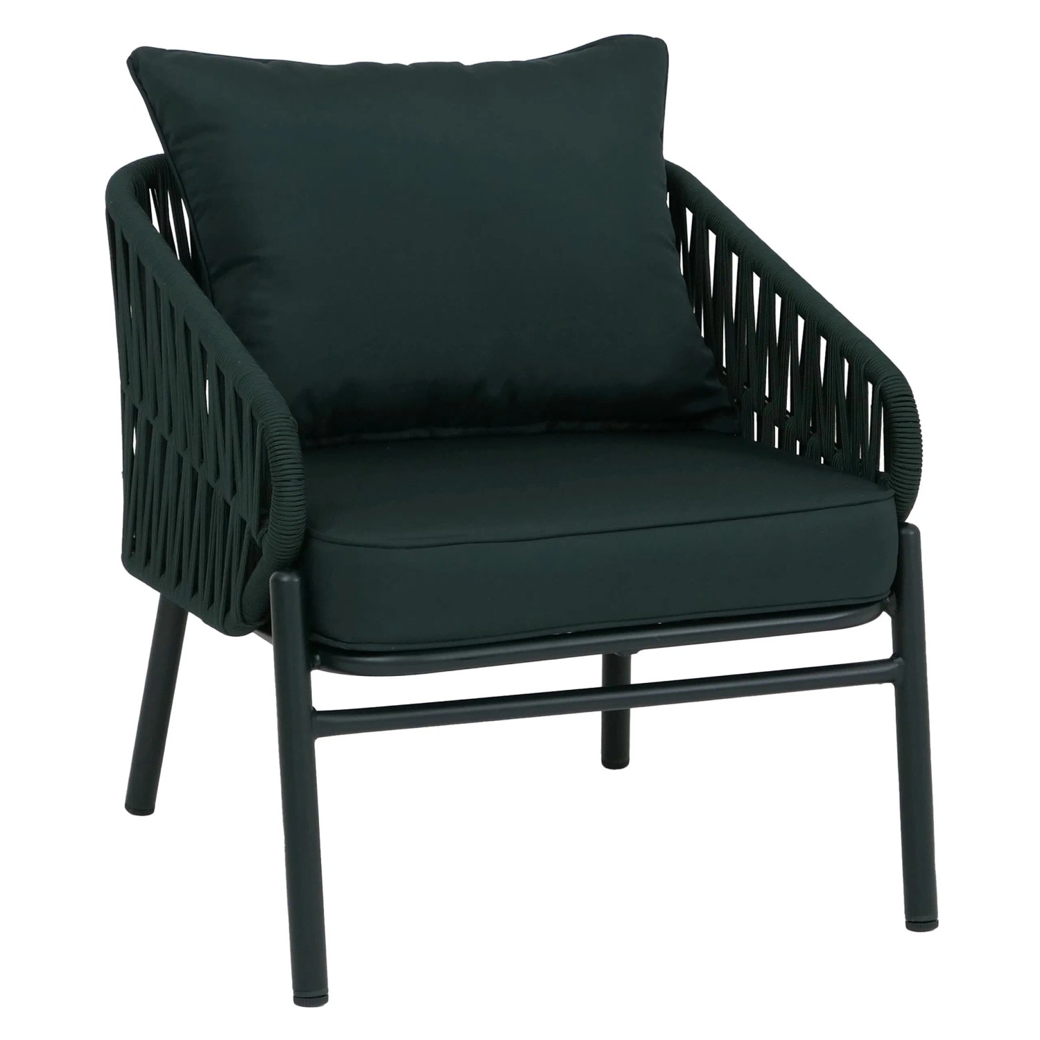 PROREGAL Aluminium-Gartenstuhl Loungestuhl Sessel Outdoor Seilgeflecht Rope Stoff/Textil 180g/m2 Grün