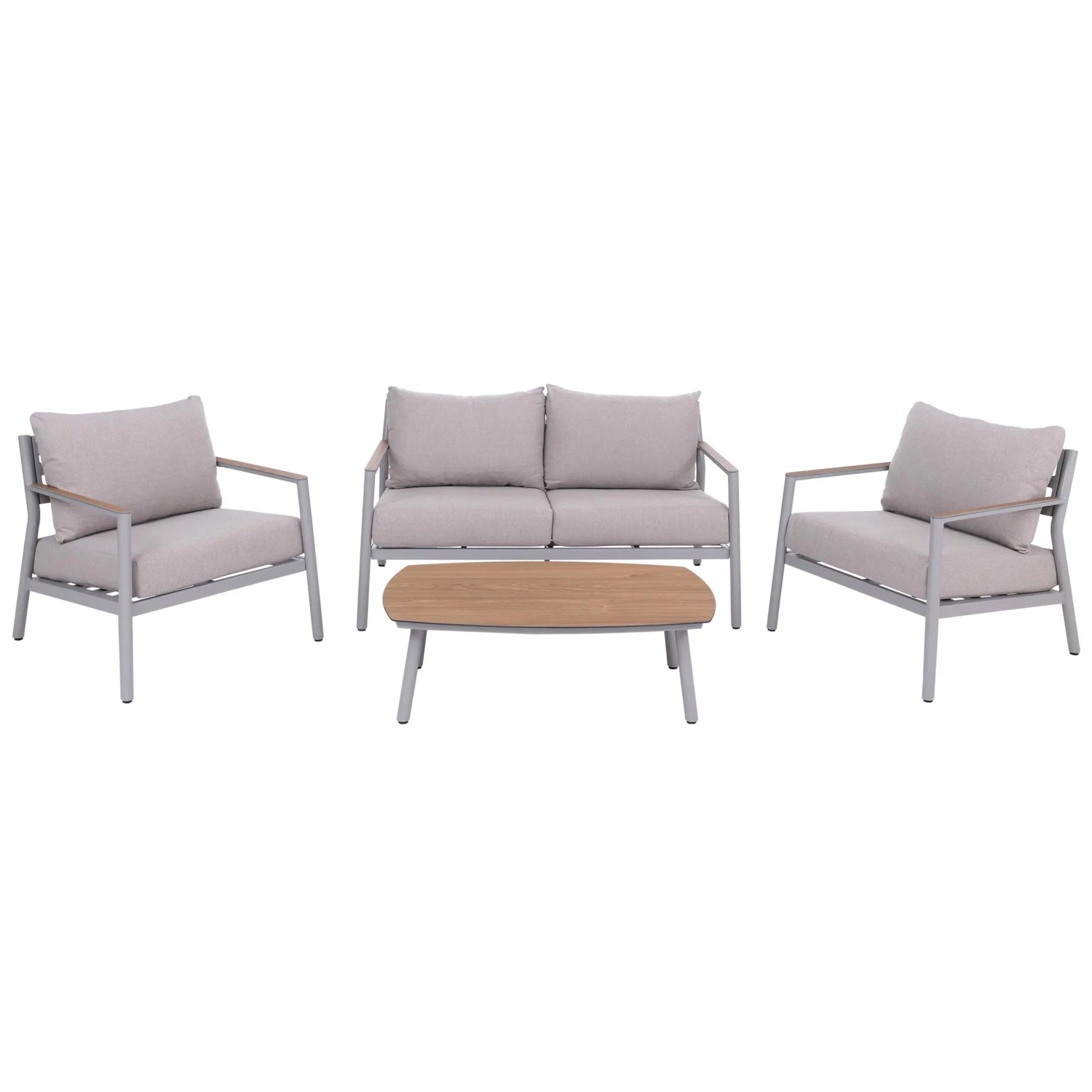 PROREGAL Aluminium Gartengarnitur Lounge-Set Sitzgruppe Sofa Gartenlounge Stoff/Textil Olefin 210g/m2 Creme-Beige