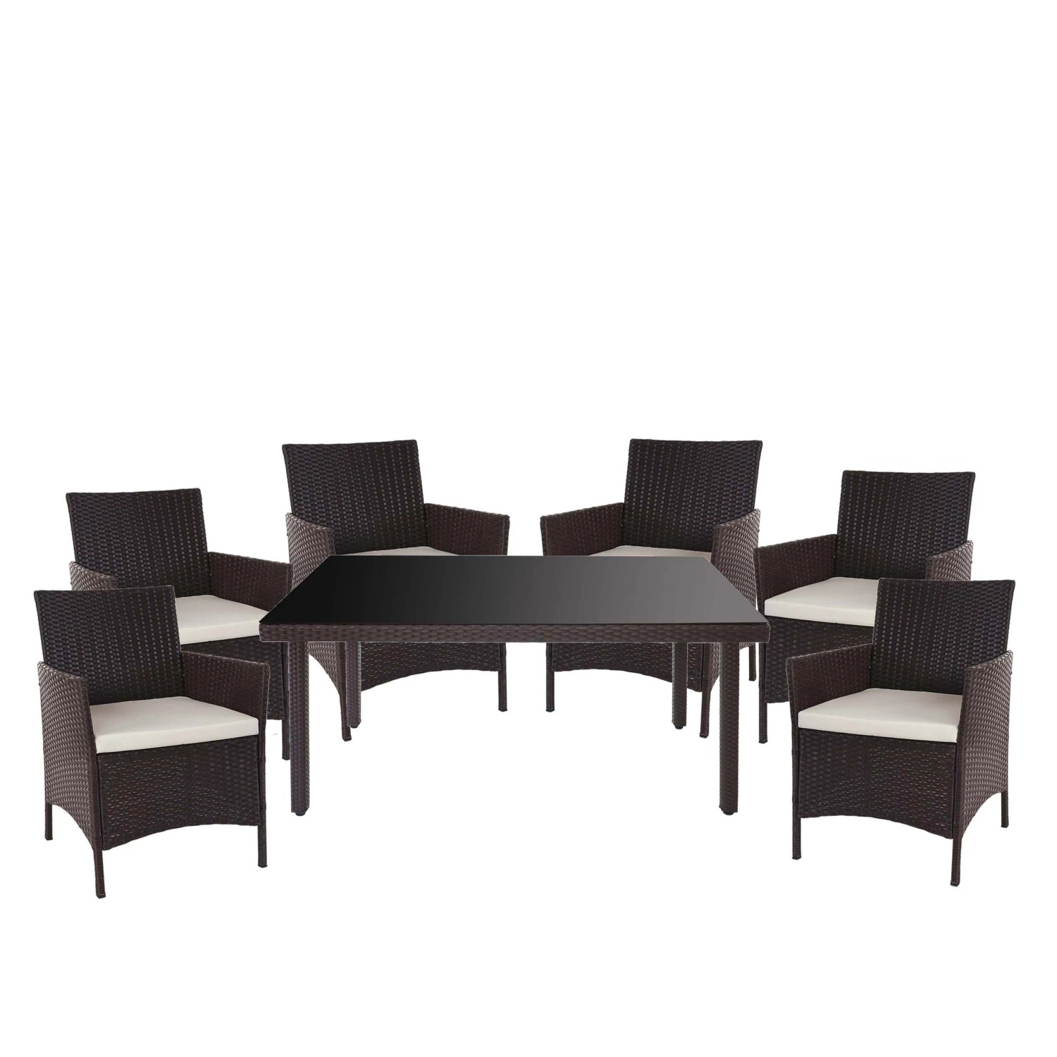 PROREGAL Poly-Rattan-Garnitur Gartenmöbel Balkon-Set Sitzgarnitur Braun Kissen Creme