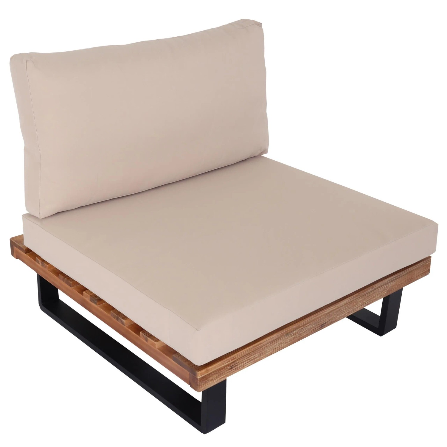 PROREGAL Lounge-Sessel Garten-Sessel Spun Poly Akazie Holz FSC-Zertifiziert Aluminium Hellbraun Polster Beige