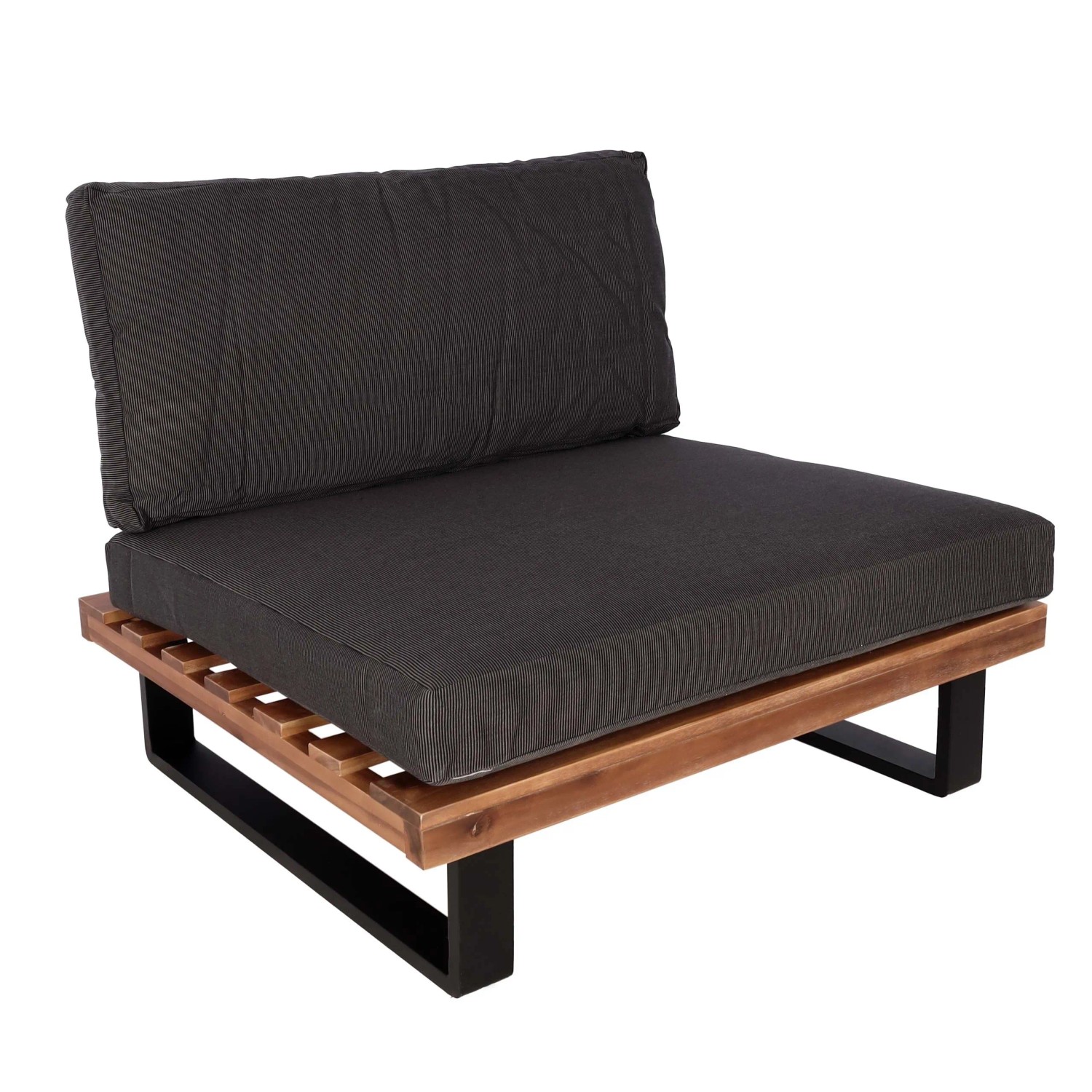 PROREGAL Lounge-Sessel Garten-Sessel Spun Poly Akazie Holz FSC-Zertifiziert Aluminium Braun Polster Dunkelgrau