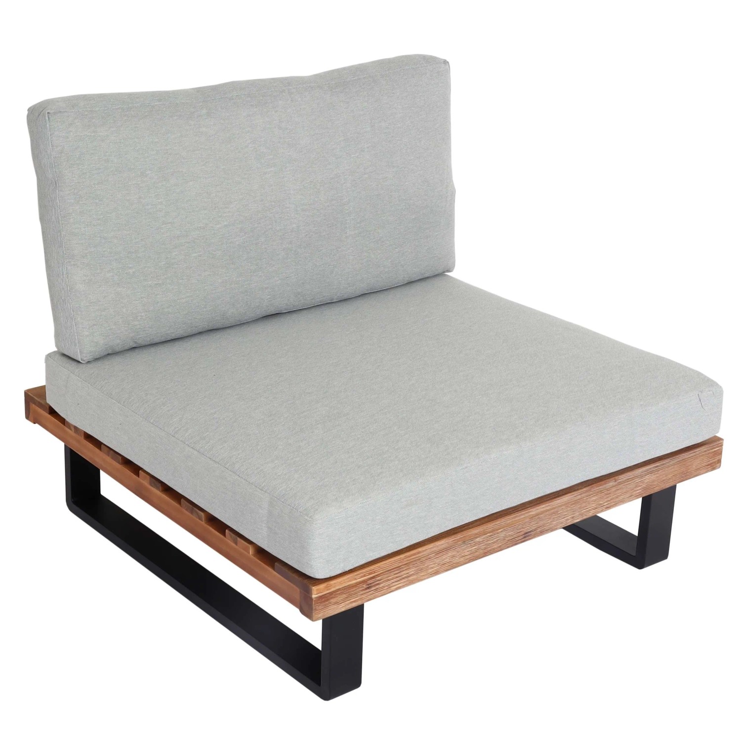 PROREGAL Lounge-Sessel Garten-Sessel Spun Poly Akazie Holz FSC-Zertifiziert Aluminium Hellbraun Polster Hellgrau