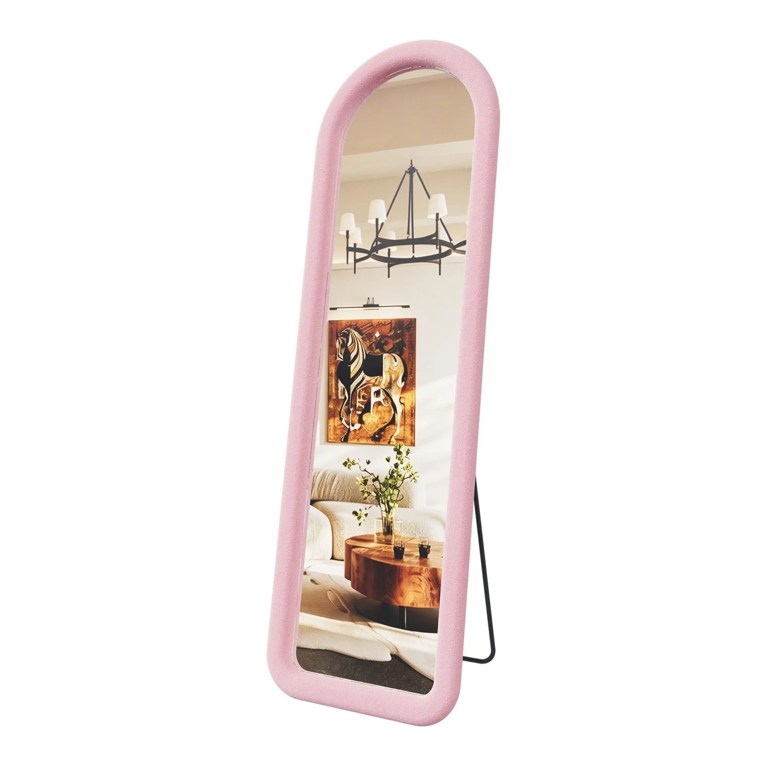 PXloue Ganzkörperspiegel Bogenform Rosa 160 x 50 cm Romantisch Flur Schlafzimmer Deko