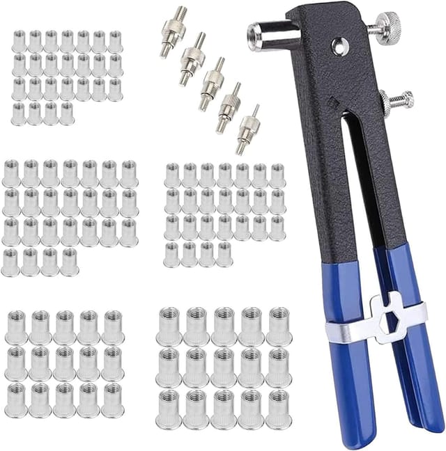 86-teilige Nietmutternpistole, Nietmutternpistole Mit 5 Dornen, M3, M4, M5, M6, M8, Nietpistolen-set, Nietmuttern-set, Nietmutternpistole, Nietwerkzeug, Gewindeeinsatz