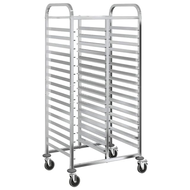 vidaXL Tablettwagen mit 32 GN-Behältern 75x55x162,5 cm Edelstahl