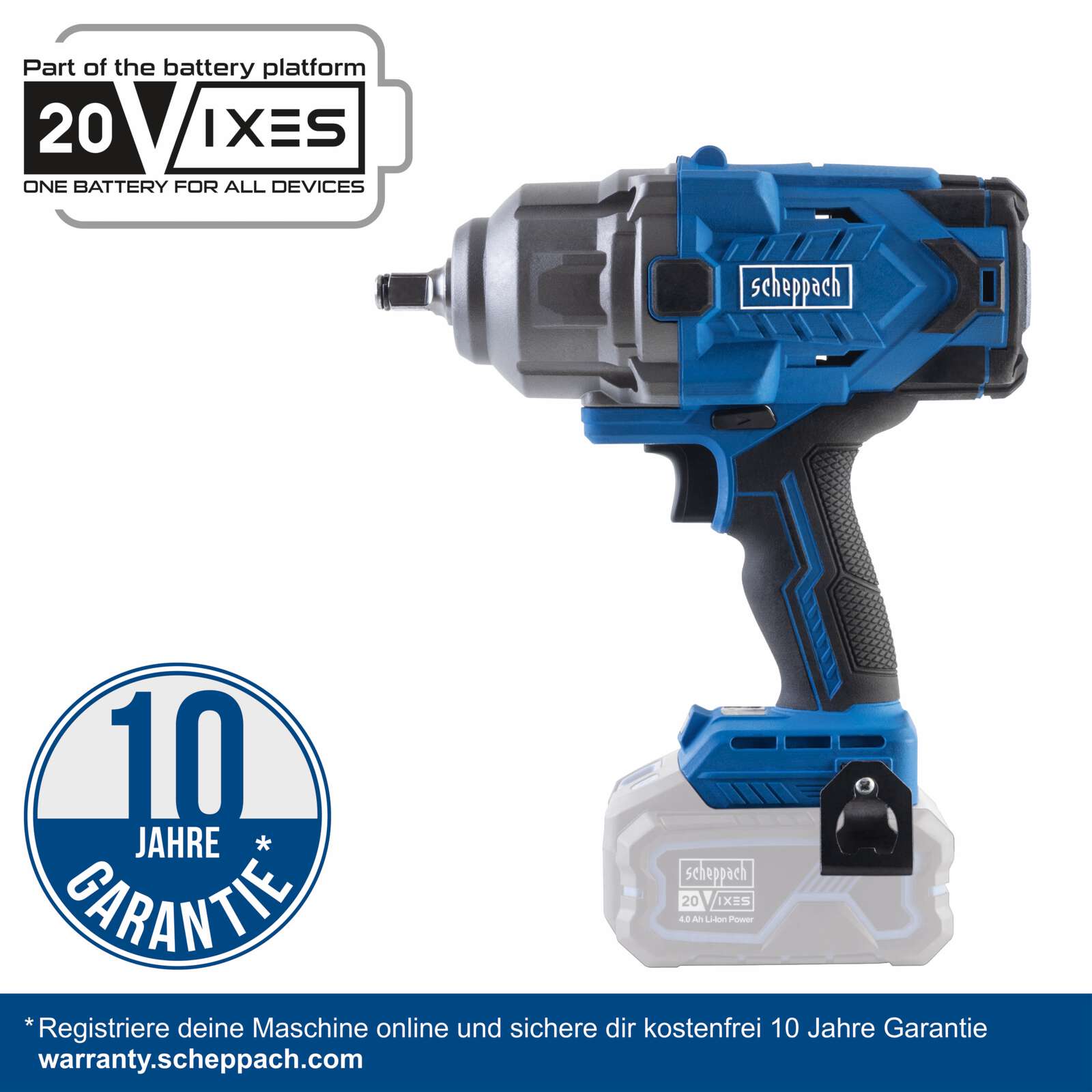 1/2 Zoll Akku-Schlagschrauber BC-IW1350-X Scheppach - 20V | 500-1900bpm Schlagzahl | 3 Stecknüsse | inkl. 4Ah Akku + 2,4A Ladegerät Bild 2