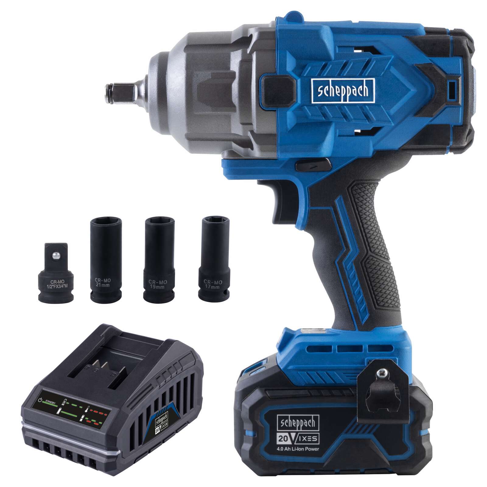 1/2 Zoll Akku-Schlagschrauber BC-IW1350-X Scheppach - 20V | 500-1900bpm Schlagzahl | 3 Stecknüsse | inkl. 4Ah Akku + 2,4A Ladegerät Bild 3