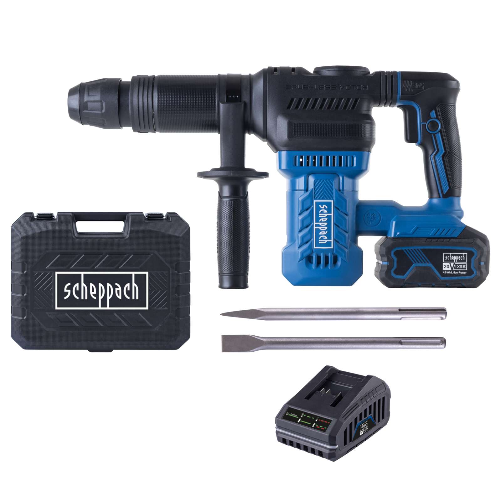 Akku Abbruchhammer BC-AB1500-X Scheppach - 20V | 9 Joule | 3400 Schläge/min | SDS-Max | 360° Handgriff | LED-Leuchte | inkl. 4Ah Akku + 2,4A Ladegerät Bild 3