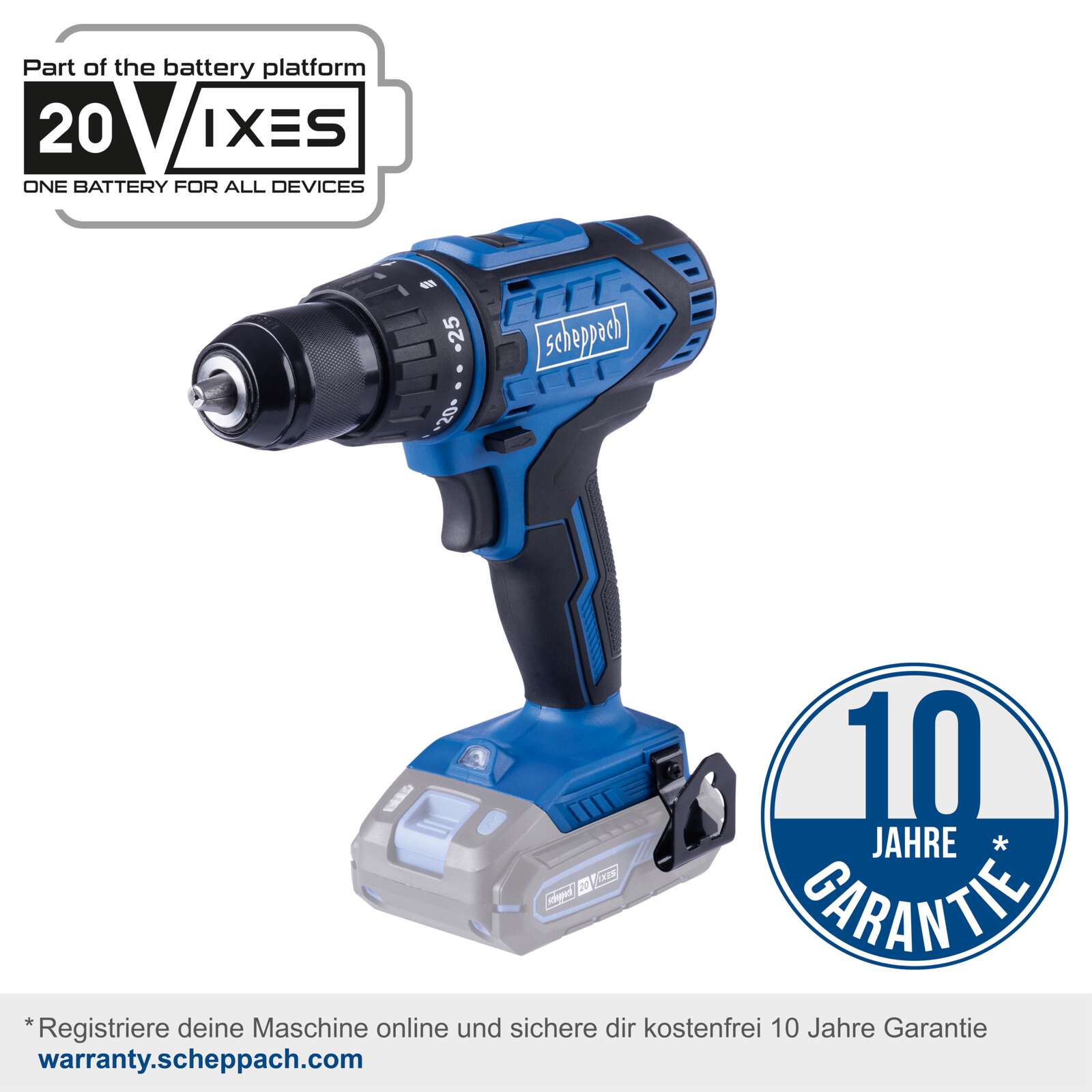 Werkzeugkoffer C-DTB74/1-X Scheppach -20V | 1,5-13mm Spannbereich | 50Nm Drehmoment | ohne Schlagfunktion | inkl. 2Ah Akku + 2,4A Ladegerät