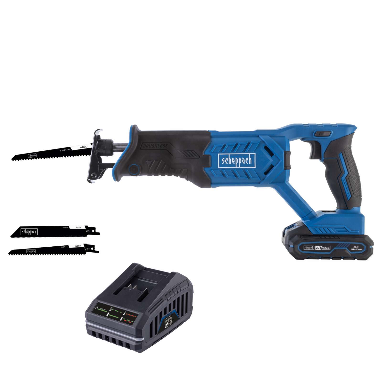 Akku-Säbelsäge BC-RS280-X Scheppach - 20V | 28mm Hublänge | 0-3000 min-1 Hubzahl | LED-Leuchte | inkl. 2Ah Akku + 2,4A Ladegerät Bild 4