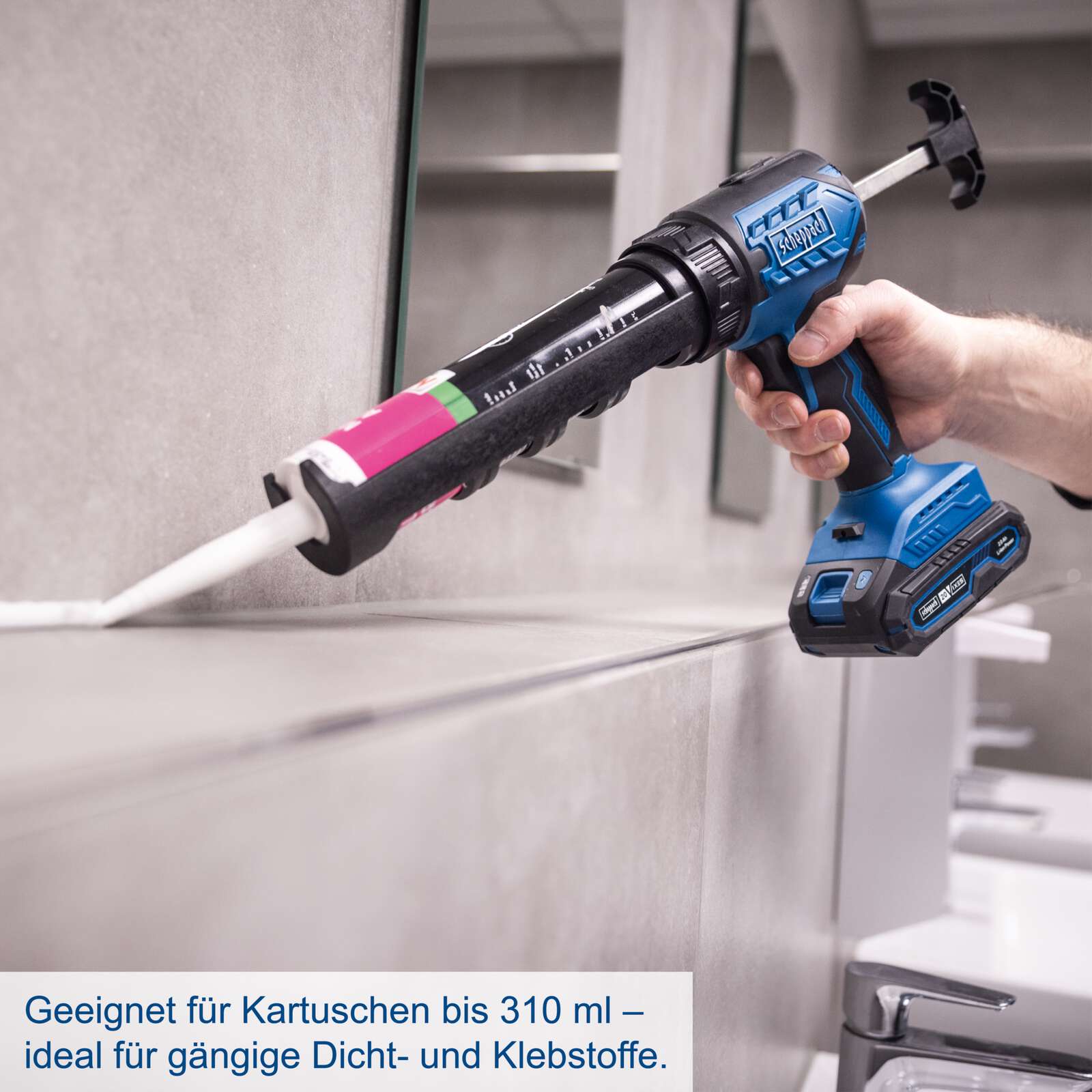 Akku-Kartuschenpistole C-SEG310-X Scheppach - 20V | 2000N Auspresskraft | 0,75-3,58 mm/s | LED-Leuchte | inkl. 2Ah Akku + 2,4A Ladegerät Bild 5
